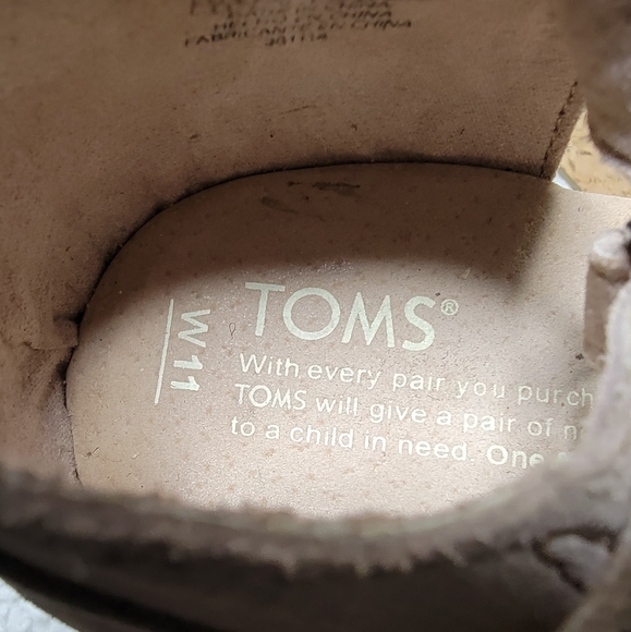 Toms Stucco Tan Satin Knitted Peep Toe  Platform Cork Wedge‎ Size 11 - Picture 4 of 11